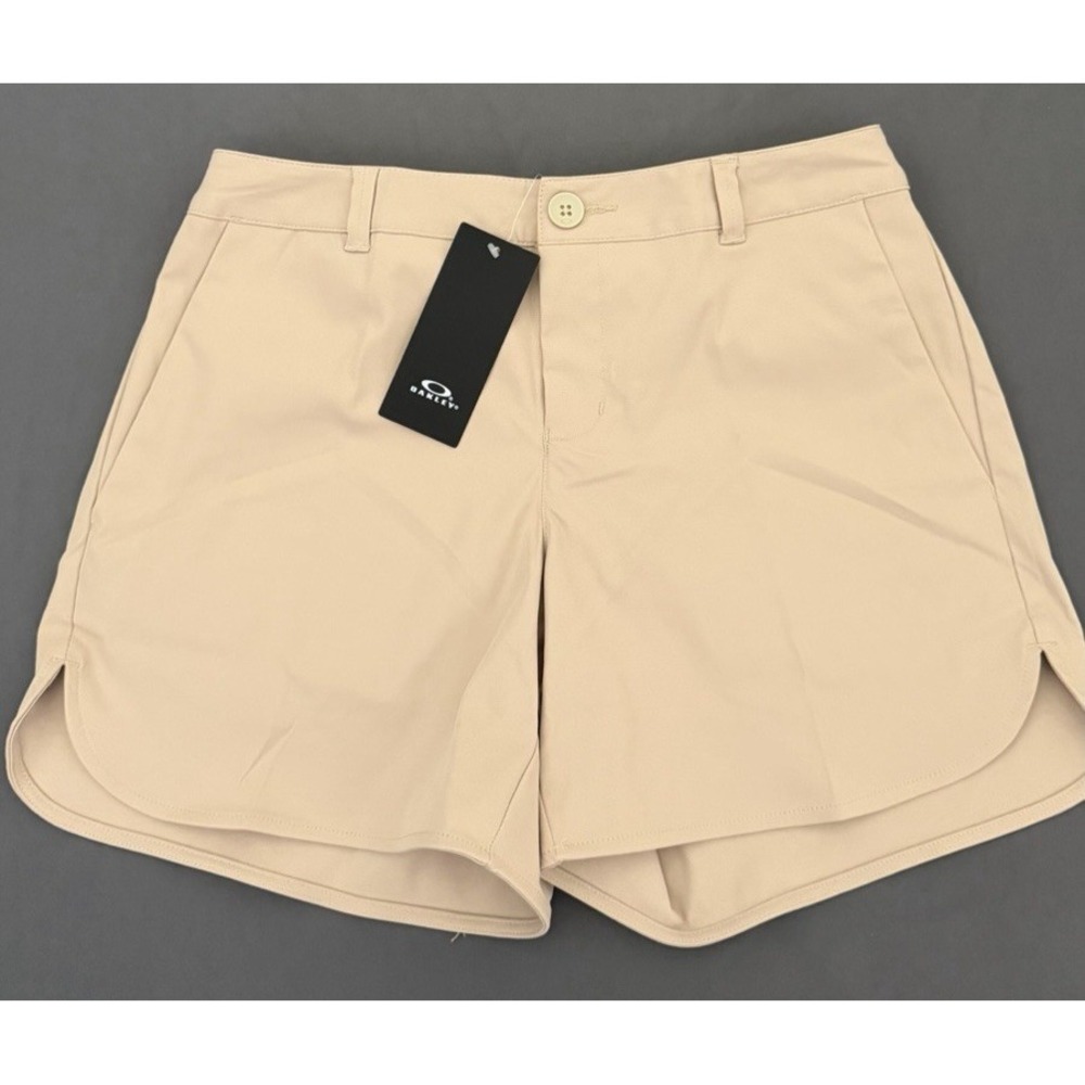 Oakley Enjoy Chino Golf Shorts Womens Size Small Tan Beige Oxford Athletic NEW!